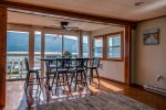 Dining area with patio doors to the lakefront